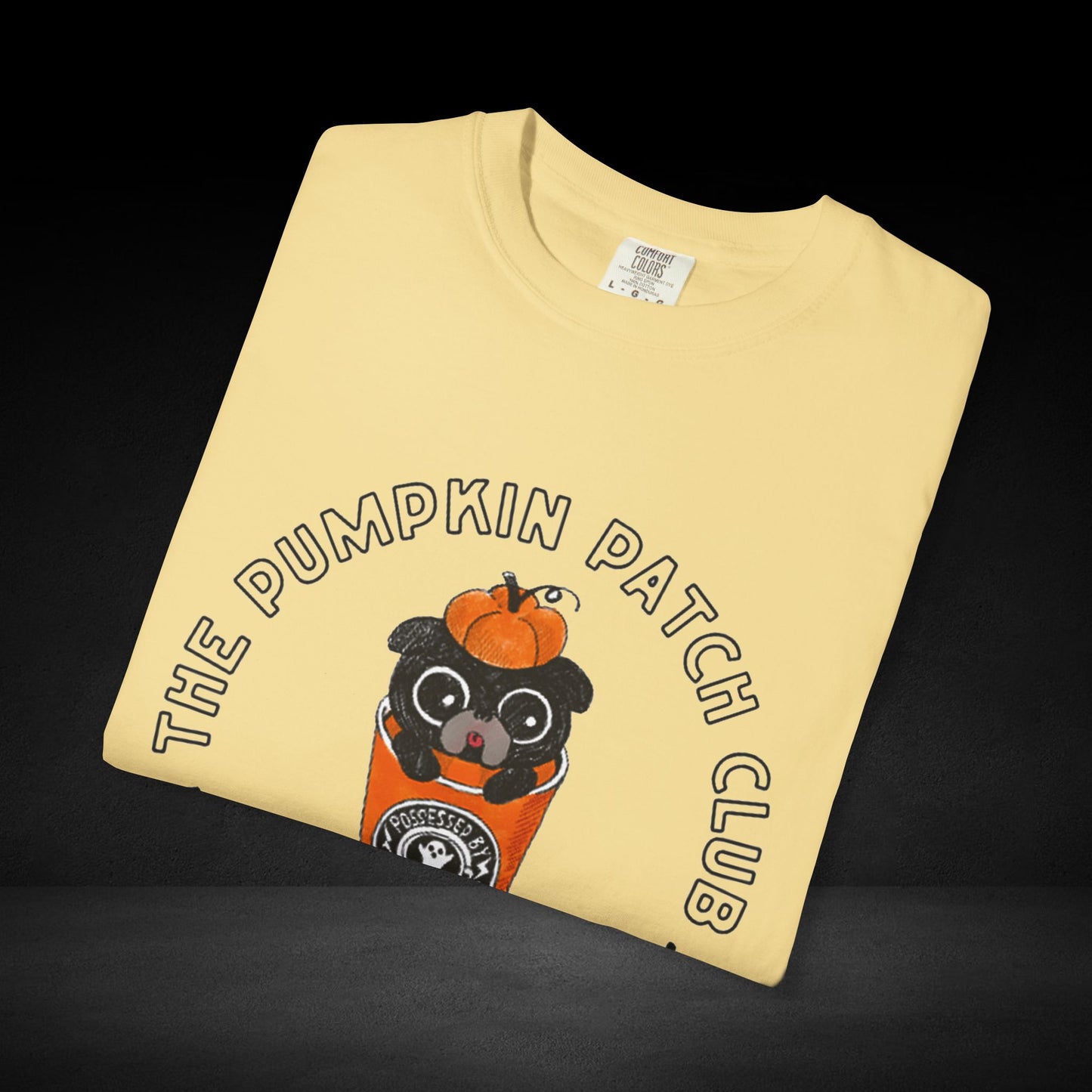 Pumpkin Patch Club Coffee Tee – Pug in Pumpkin Cup Fall Coffee Graphic Shirt