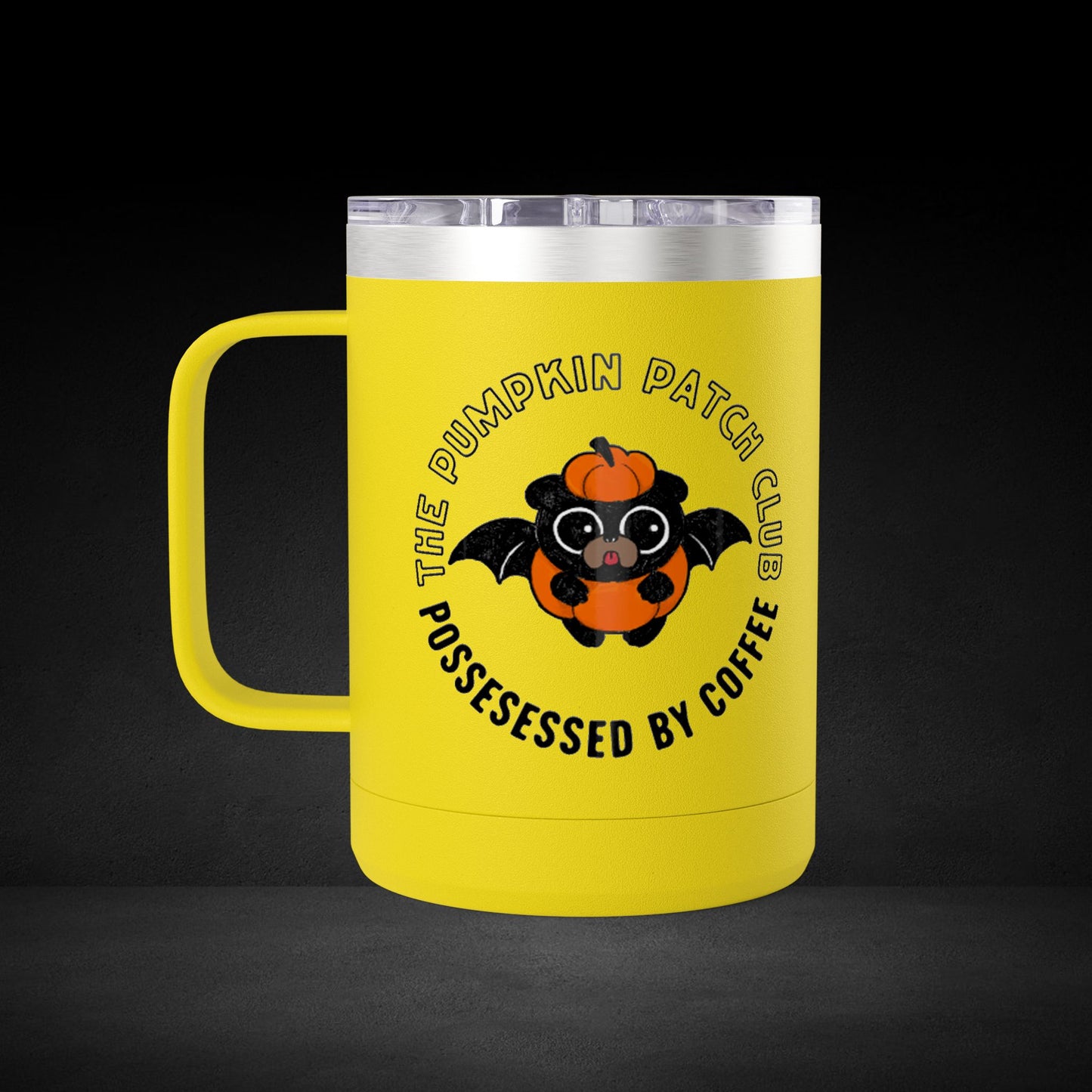 The Pumpkin Patch Club Possessed By Coffee Bat Travel Mug - Halloween Coffee Cup with Cute Design