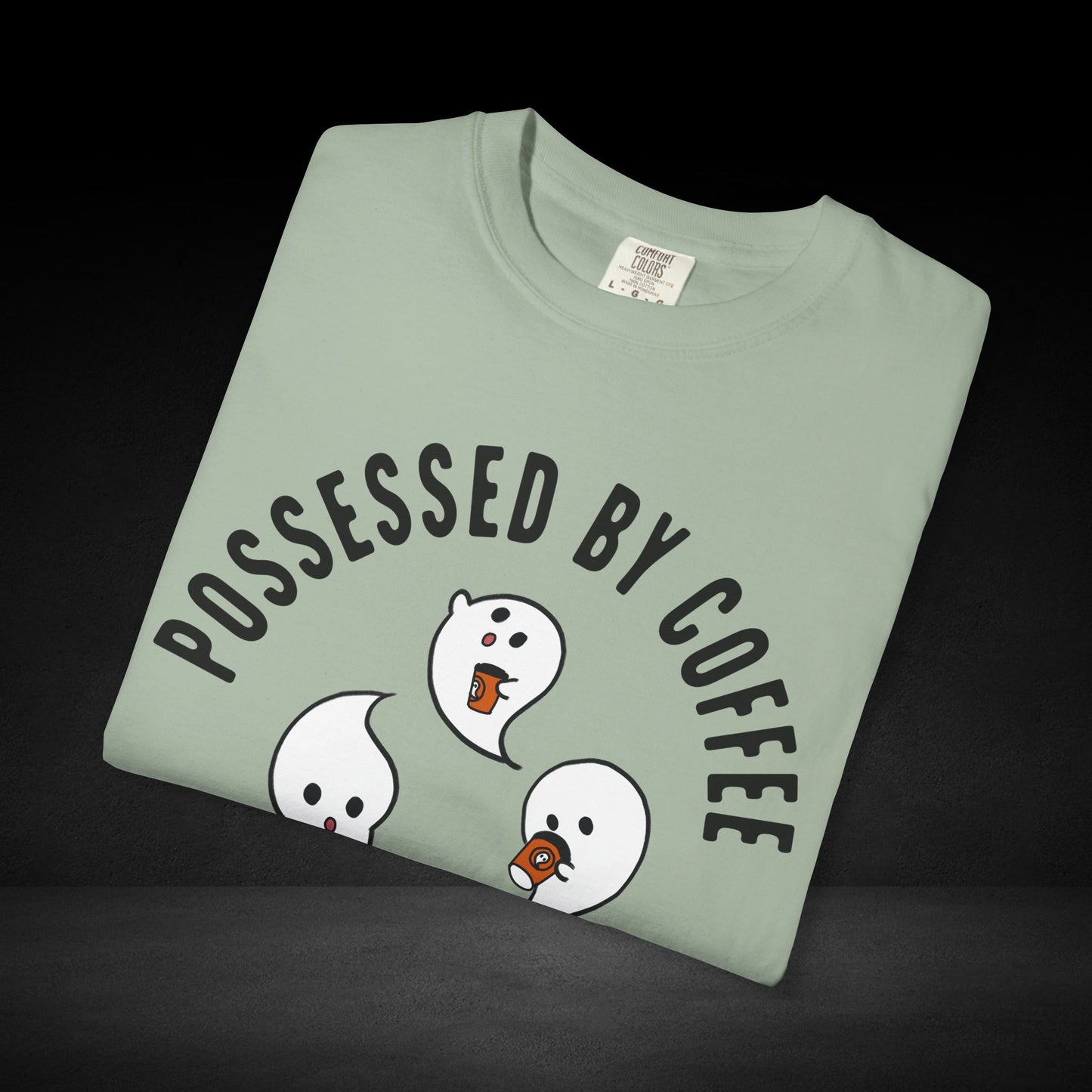 Possessed by Coffee Ghost Trio Tee – Cute Ghosts Sipping Coffee Graphic Shirt