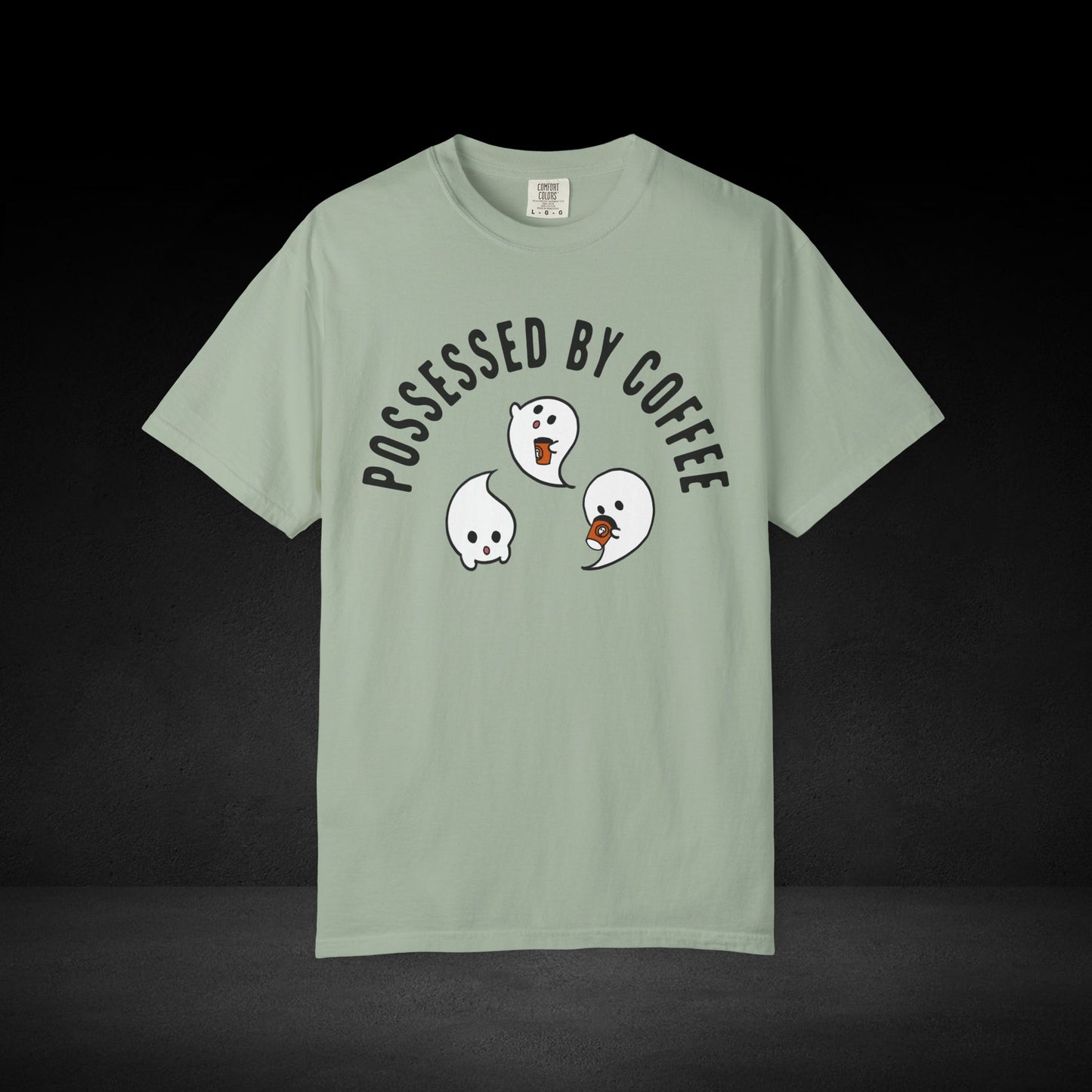 Possessed by Coffee Ghost Trio Tee – Cute Ghosts Sipping Coffee Graphic Shirt
