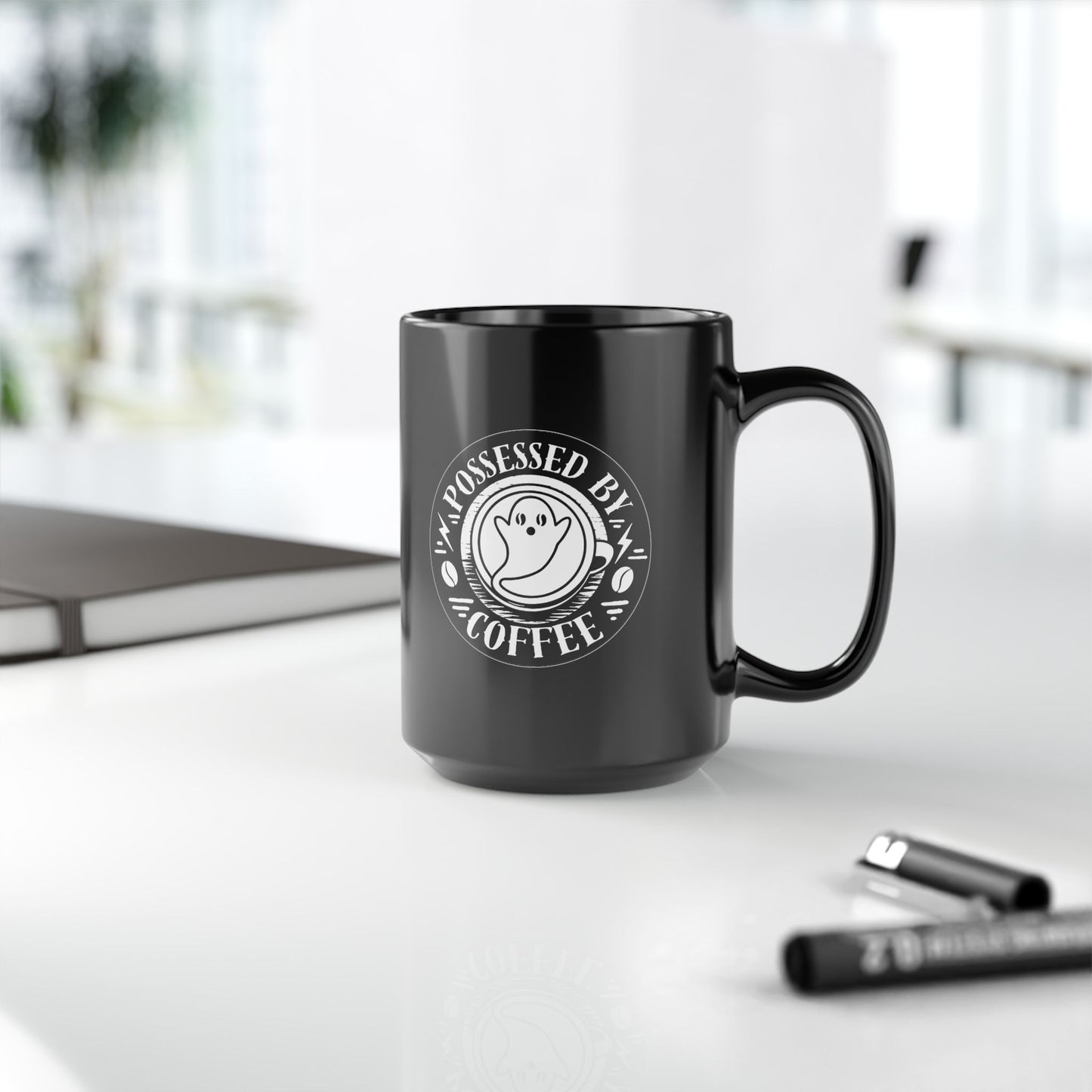 Possessed by Coffee Mug — Black & White Ceramic 11oz & 15oz