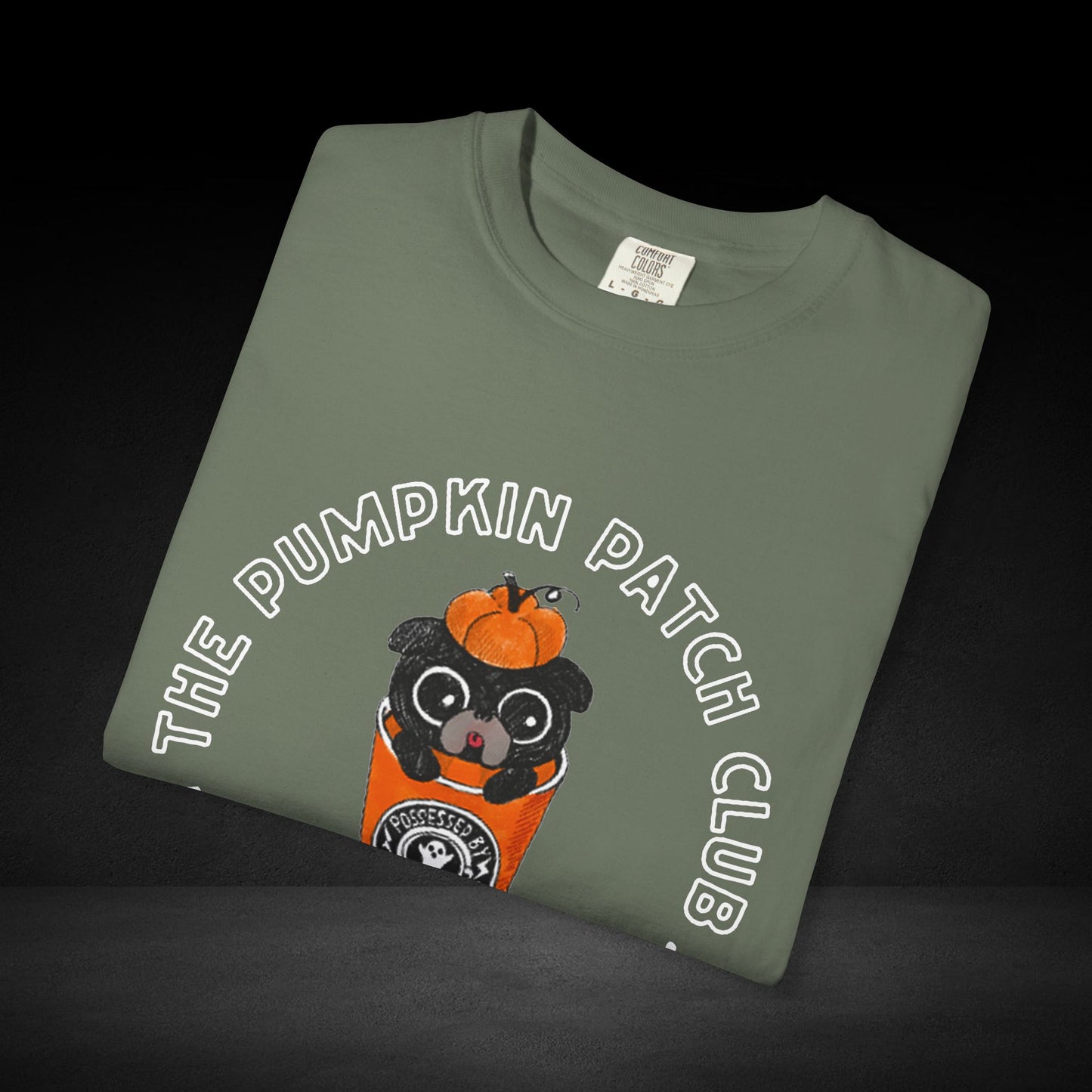 Pumpkin Patch Club Coffee Tee – Pug in Pumpkin Cup Fall Coffee Graphic Shirt