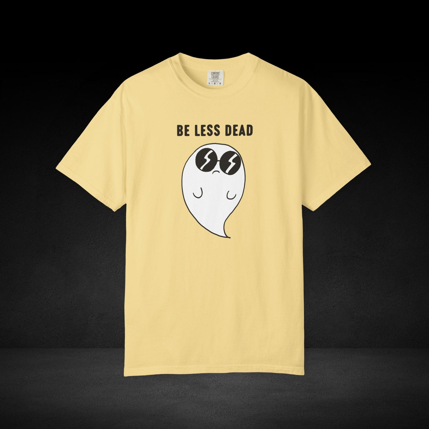 Be Less Dead Ghost Tee – Cool Ghost in Shades Graphic Coffee Shirt
