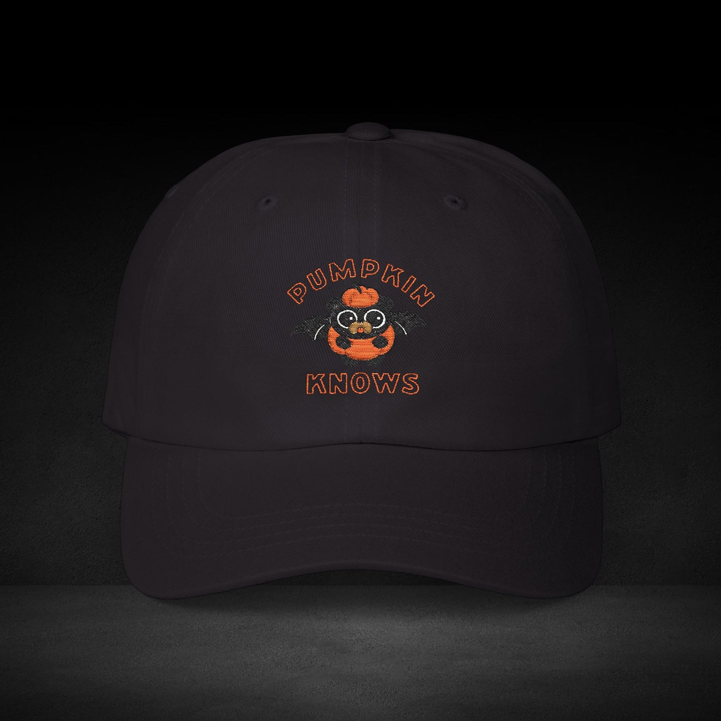 Pumpkin Knows Cap – Cute Halloween Coffee Bat Hat for Pumpkin Spice Lovers