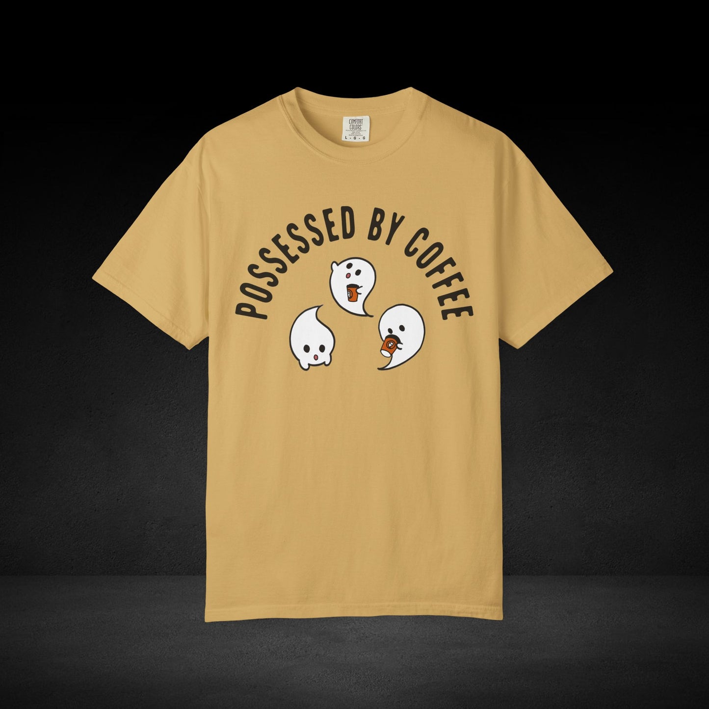 Possessed by Coffee Ghost Trio Tee – Cute Ghosts Sipping Coffee Graphic Shirt