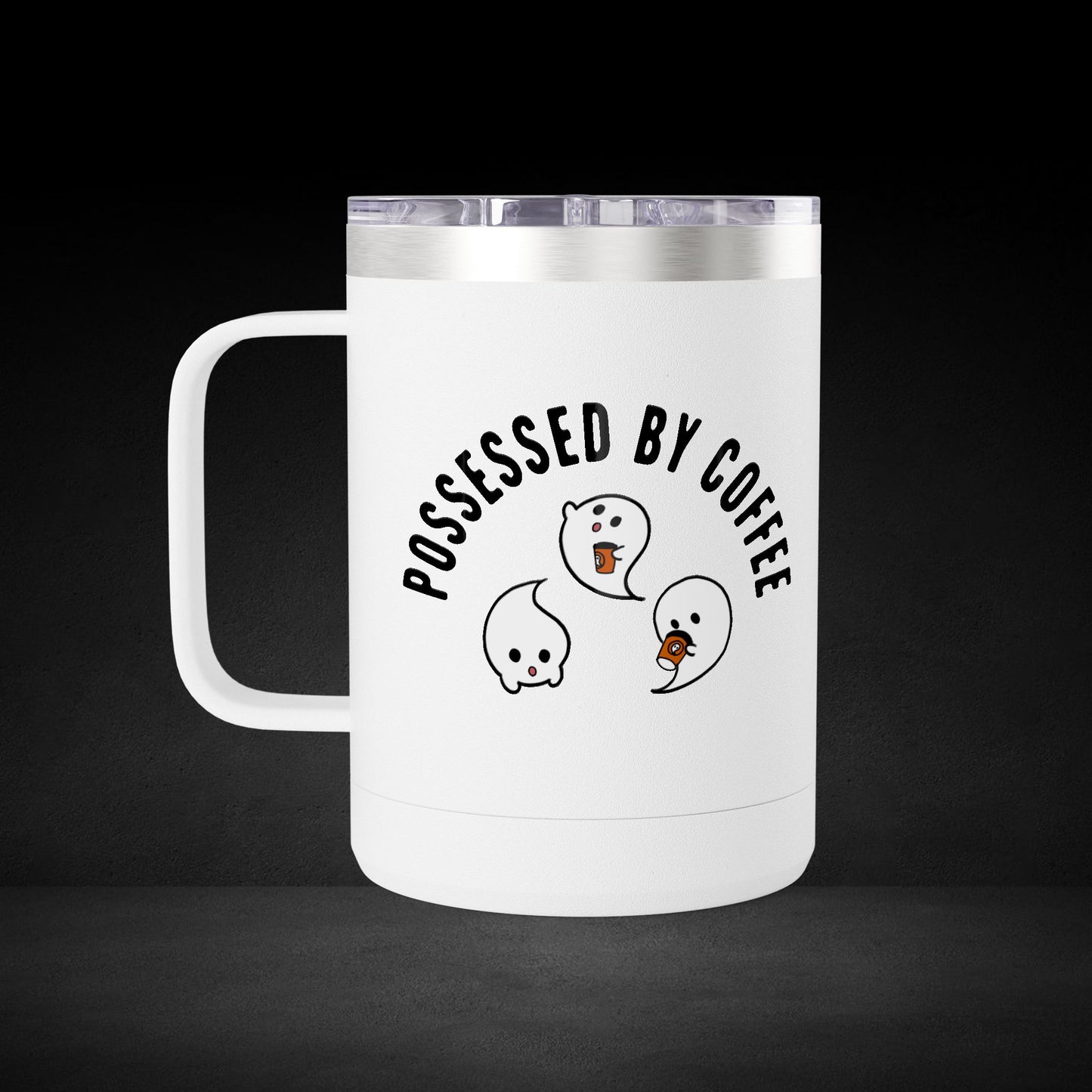 Ghost Trio Coffee Mug – Three Coffee-Loving Spirits - Possessed by Coffee Travel Mug