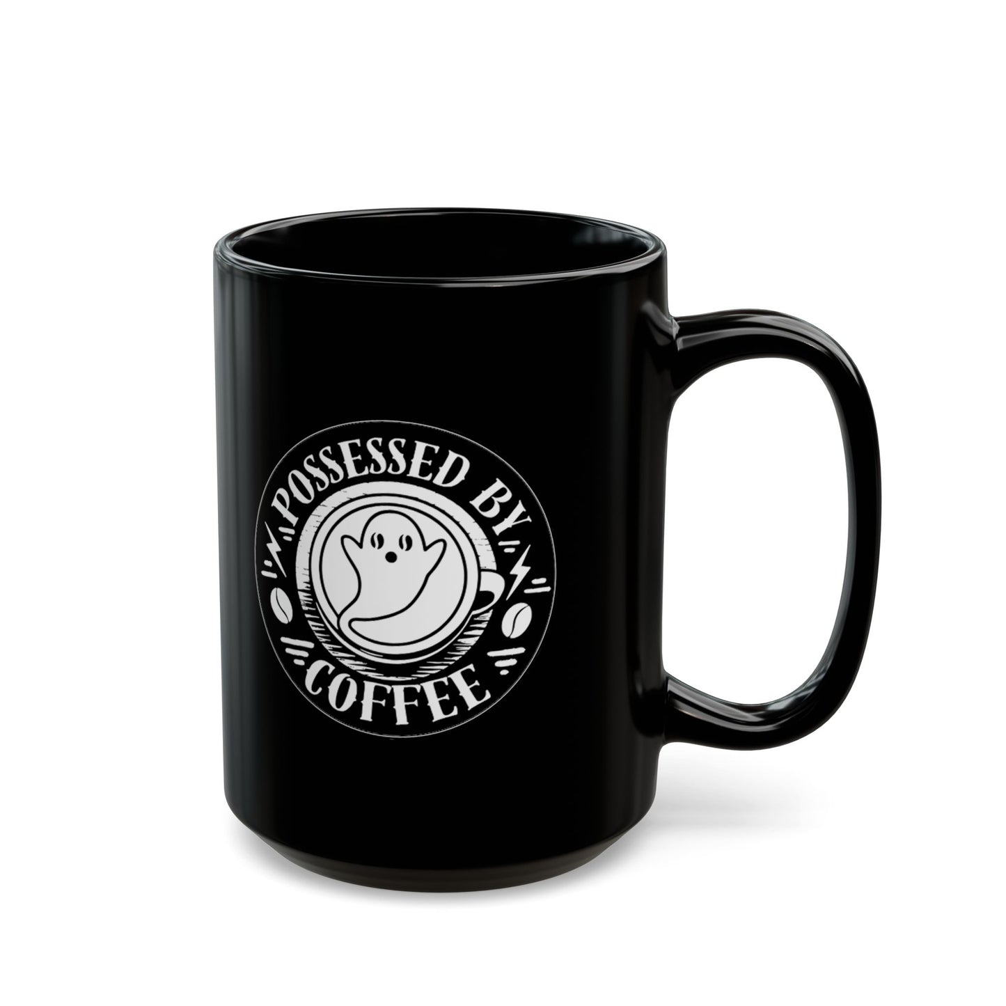 Possessed by Coffee Mug — Black & White Ceramic 11oz & 15oz