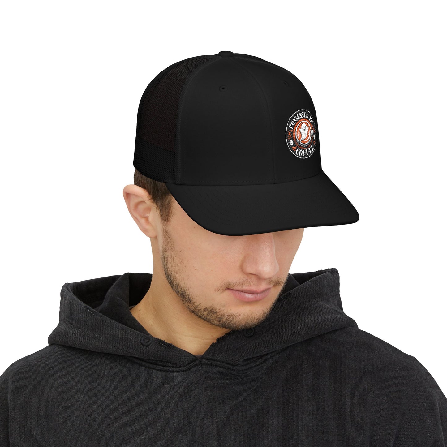 Possessed by Coffee Trucker Hat —  Black