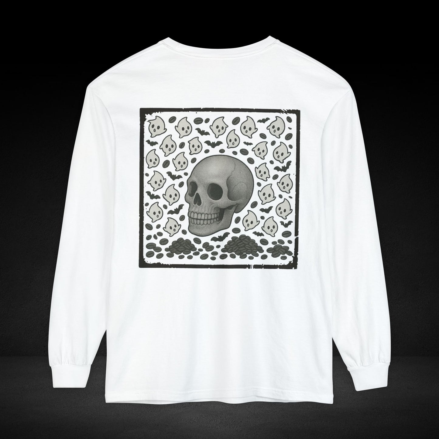 Possessed By Coffee Long Sleeve Tee – Ghost & Skull Coffee Art