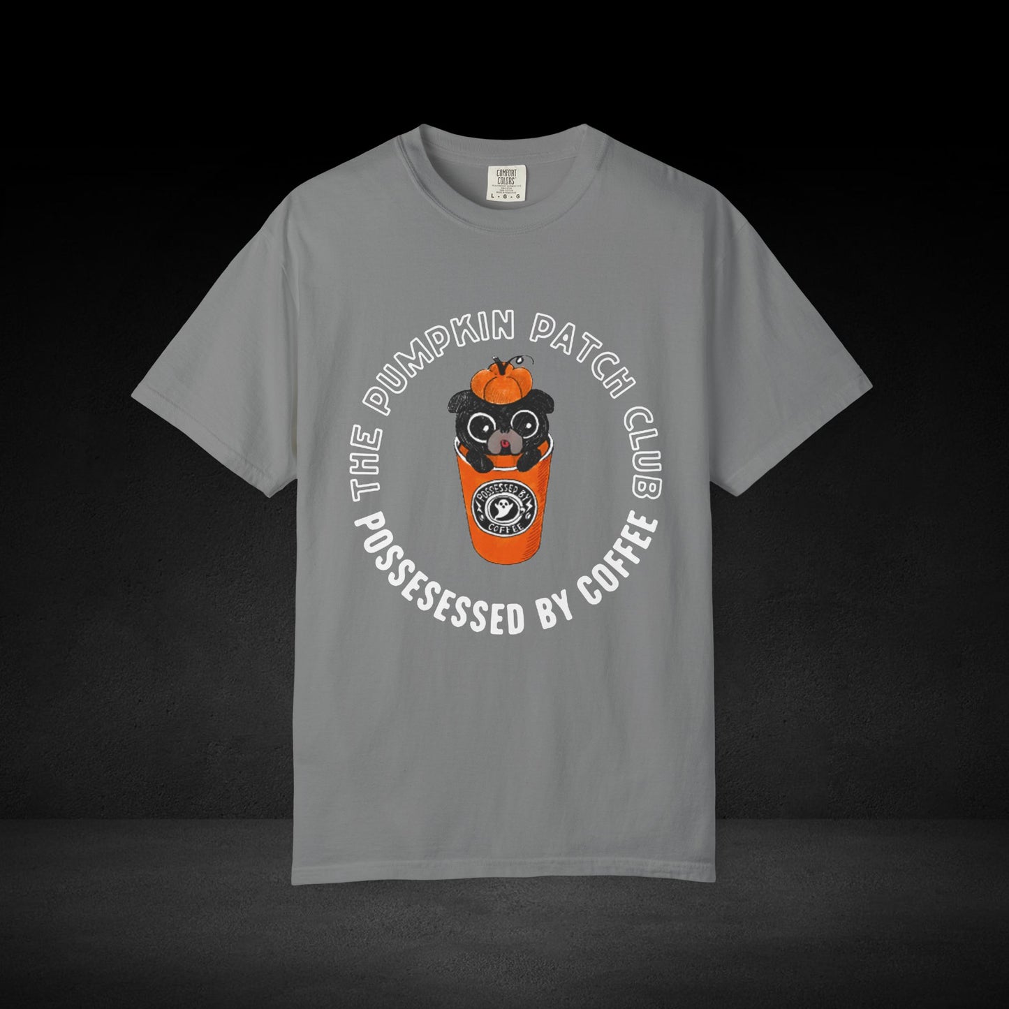 Pumpkin Patch Club Coffee Tee – Pug in Pumpkin Cup Fall Coffee Graphic Shirt