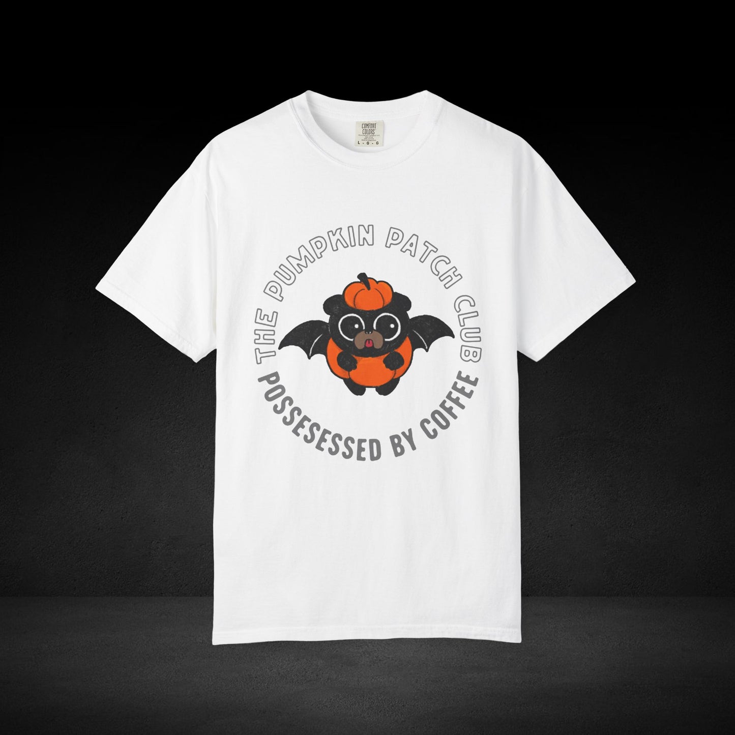 Pumpkin Patch Club Bat Pug Tee – Cute Pumpkin Coffee Lover Halloween Shirt