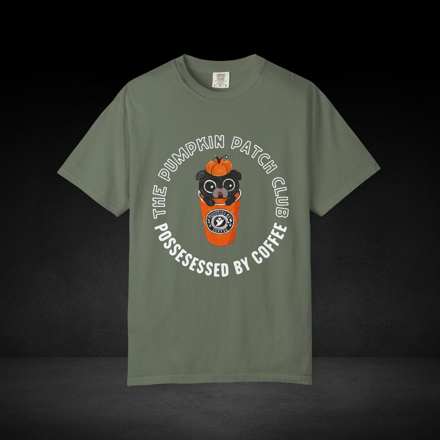 Pumpkin Patch Club Coffee Tee – Pug in Pumpkin Cup Fall Coffee Graphic Shirt