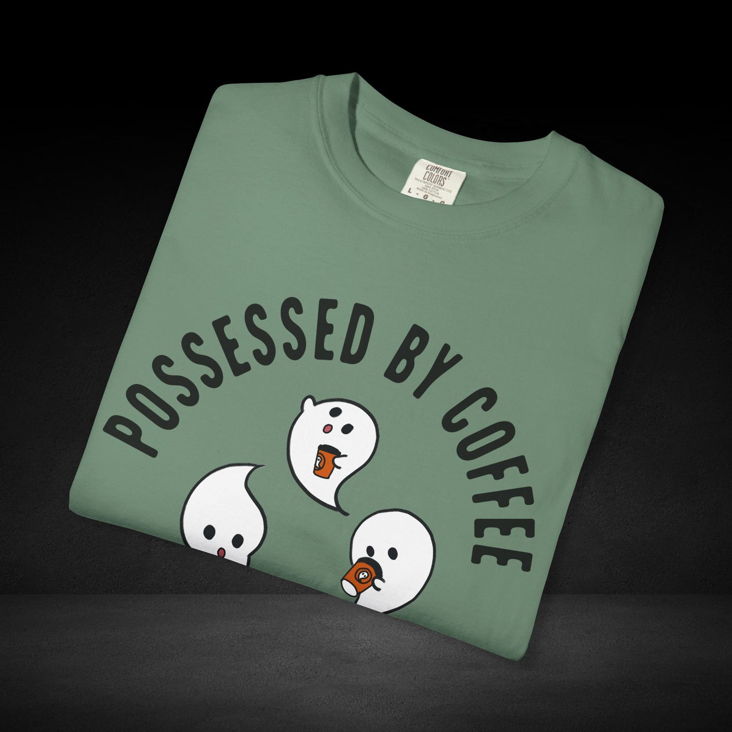 Possessed by Coffee Ghost Trio Tee – Cute Ghosts Sipping Coffee Graphic Shirt